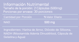 NAD  Nicotinamida Adenina Dinucleótido 500 mg c/60 caps